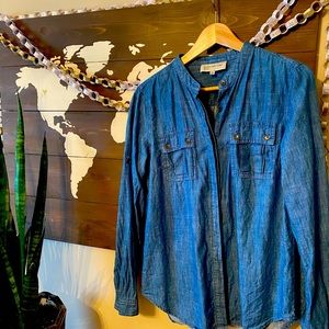 Jones New York long sleeve jean shirt
